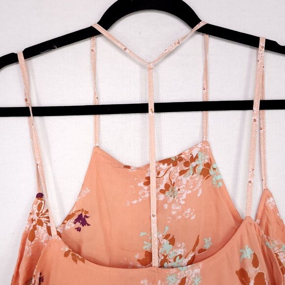 Free People Slip Dress Size Large Voile Crescent Sherbet Patch Work Boho Chic - Picture 8 of 13